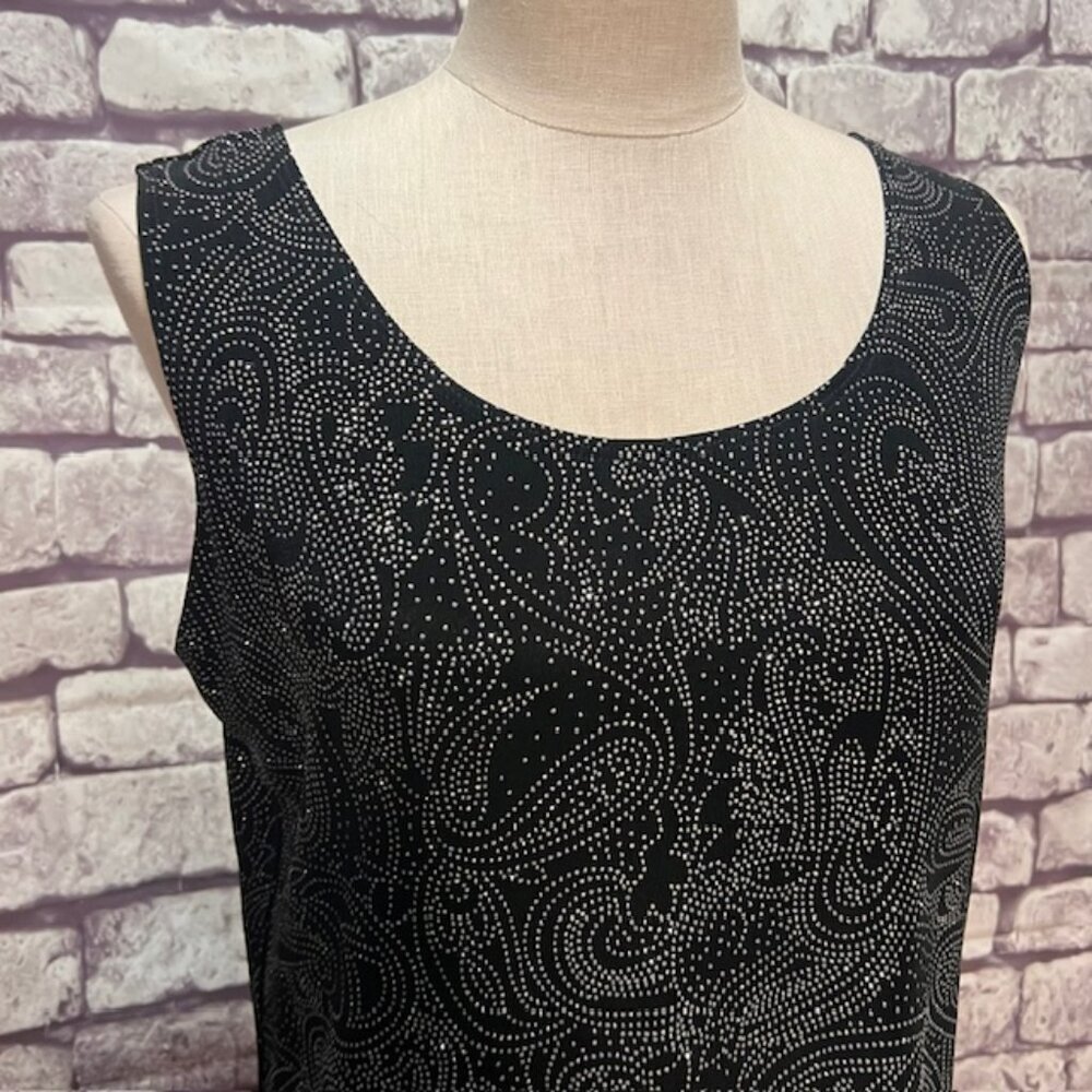 Chico's Travelers Black & Silver Sleeveless Blouse Size XL - Picture 2 of 7